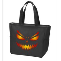 Spooky Pumpkin Face Halloween Zip Tote Bag