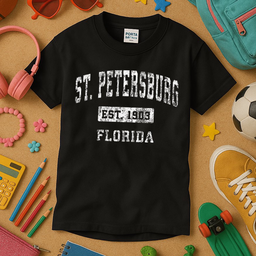St. Petersburg Florida Fl Vintage Established Kids T-Shirt