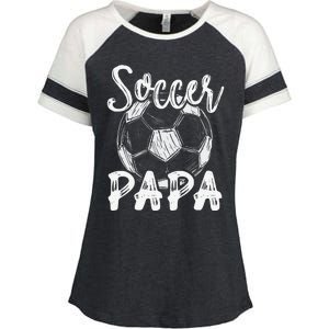 Soccer Papa For  Family Matching Team Player Soccer Ball Enza Ladies Jersey Colorblock Tee