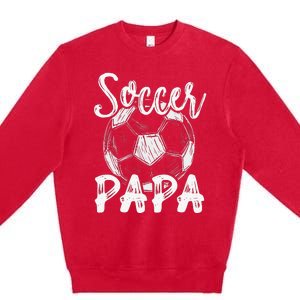 Soccer Papa For  Family Matching Team Player Soccer Ball Premium Crewneck Sweatshirt