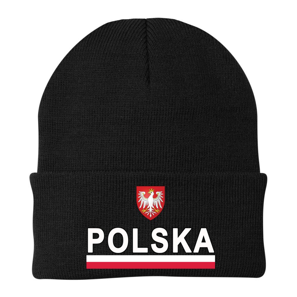 Sporty Polska Flag And Emblem Polish Coat Of Arms Gift Beanie