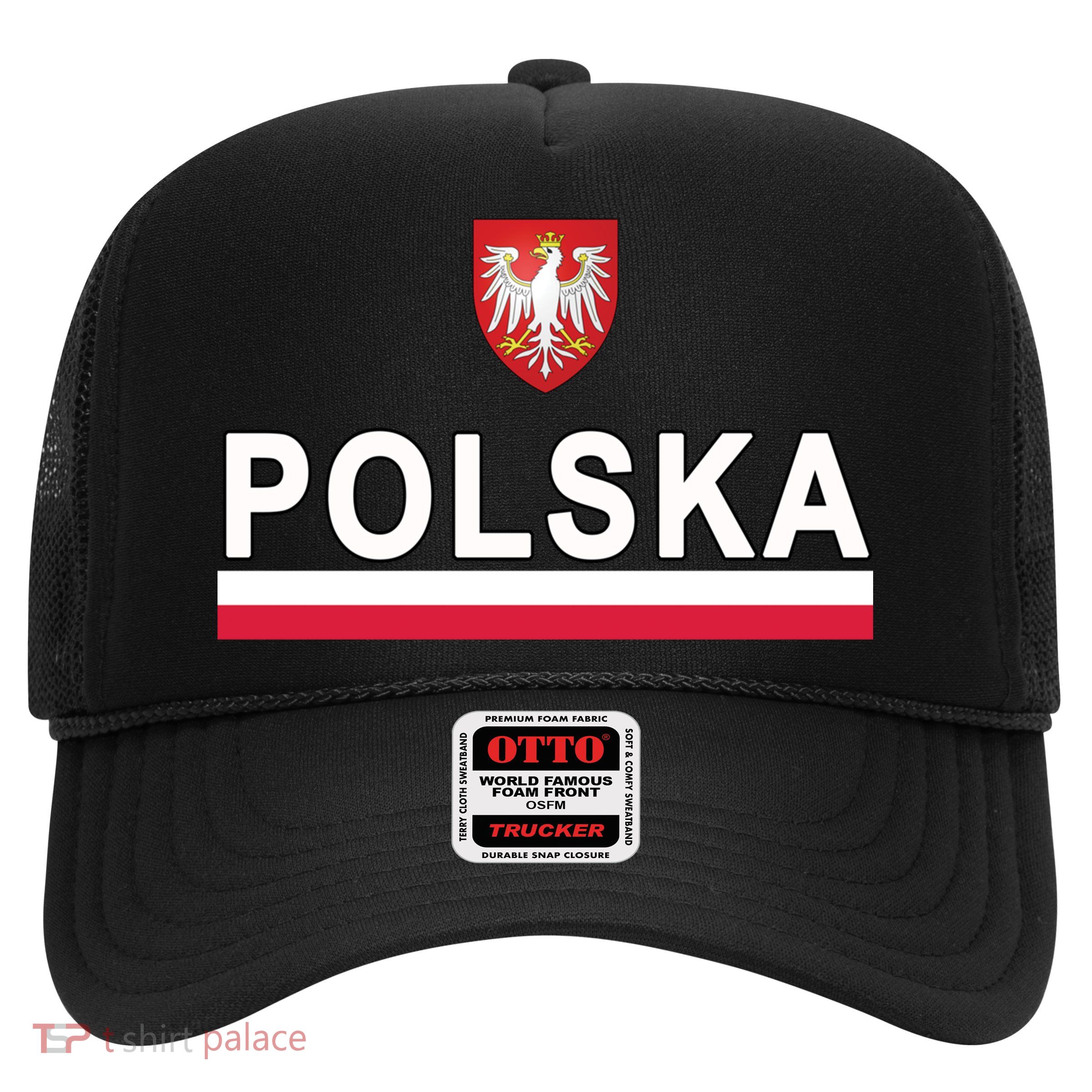 Sporty Polska Flag And Emblem Polish Coat Of Arms Gift Trucker Hat