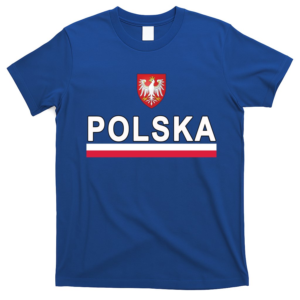 Sporty Polska Flag And Emblem Polish Coat Of Arms Gift T-Shirt