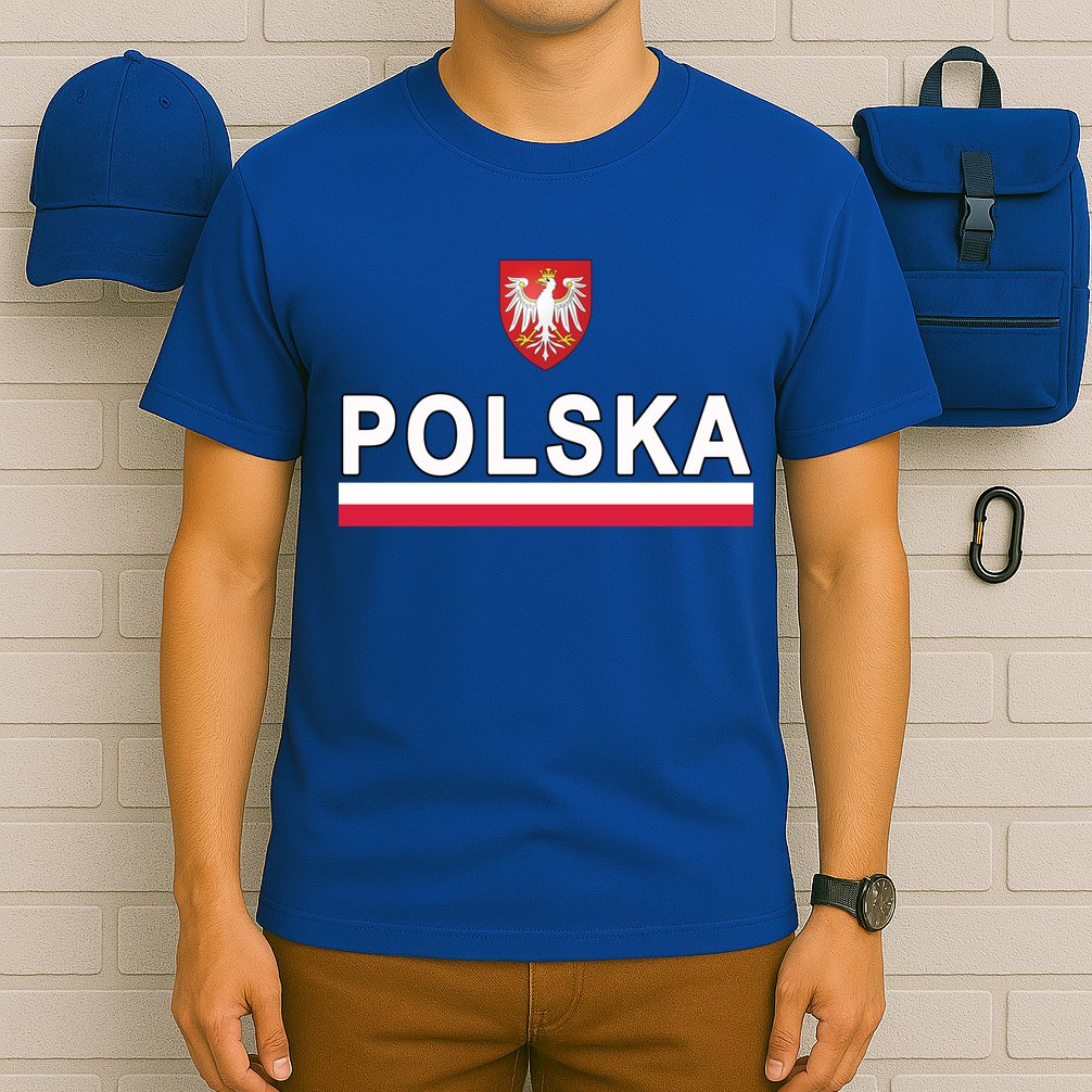 Sporty Polska Flag And Emblem Polish Coat Of Arms Gift T-Shirt