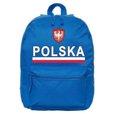 Sporty Polska Flag And Emblem Polish Coat Of Arms Gift 16 in Basic Backpack