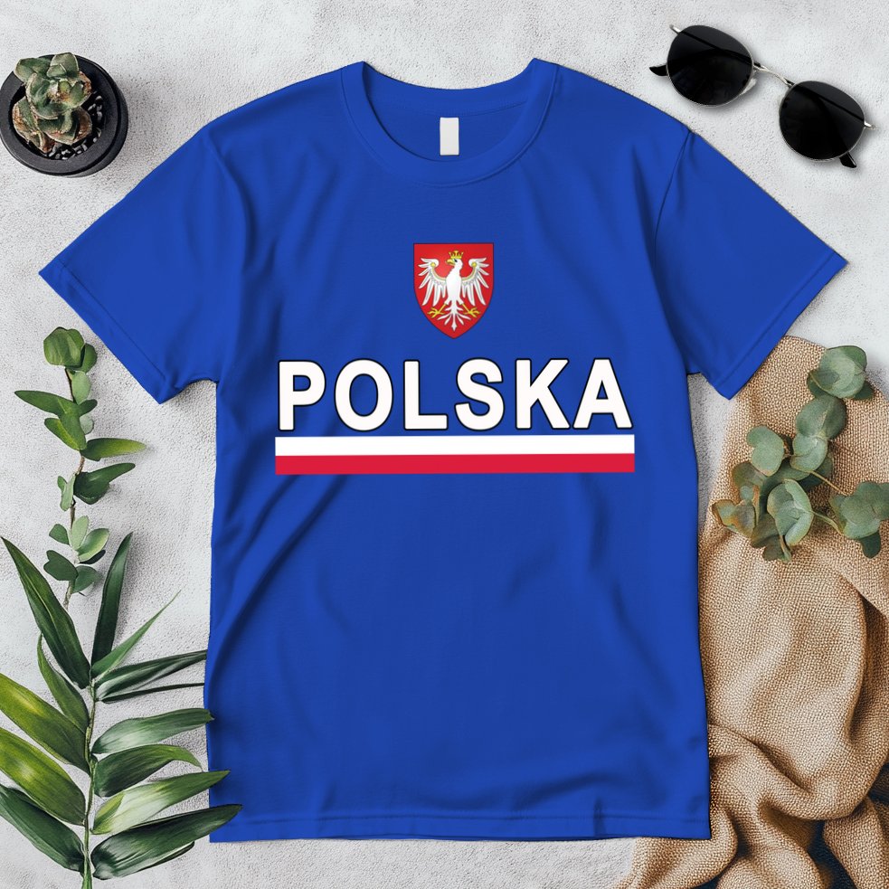 Sporty Polska Flag And Emblem Polish Coat Of Arms Gift Premium T-Shirt