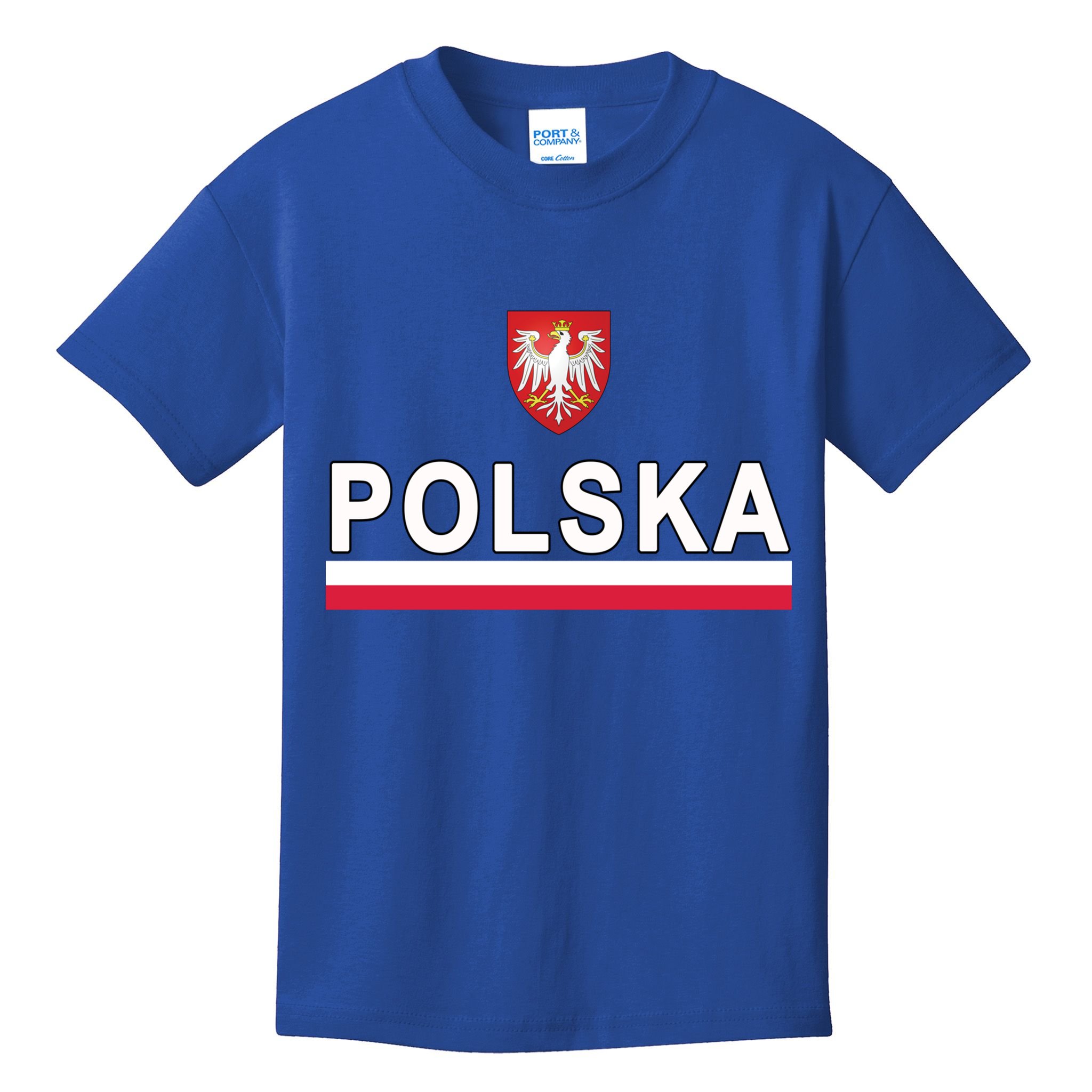 Sporty Polska Flag And Emblem Polish Coat Of Arms Gift Kids T-Shirt