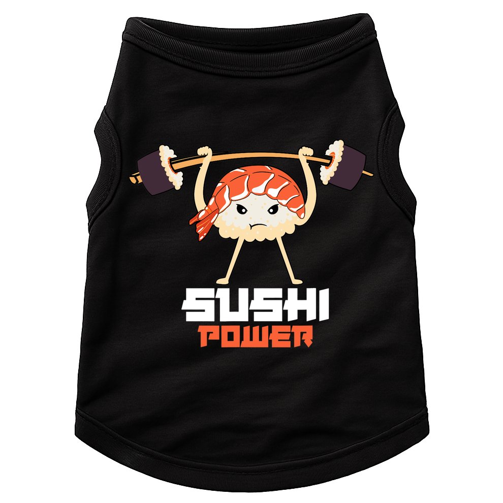 Sushi Power Funny Gym Vegetarian Muscle Powerlifting Doggie Tank