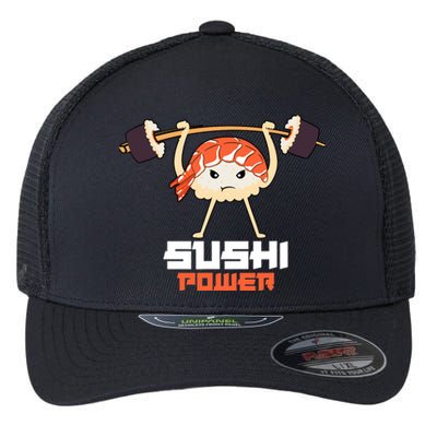 Sushi Power Funny Gym Vegetarian Muscle Powerlifting Flexfit Unipanel Trucker Cap