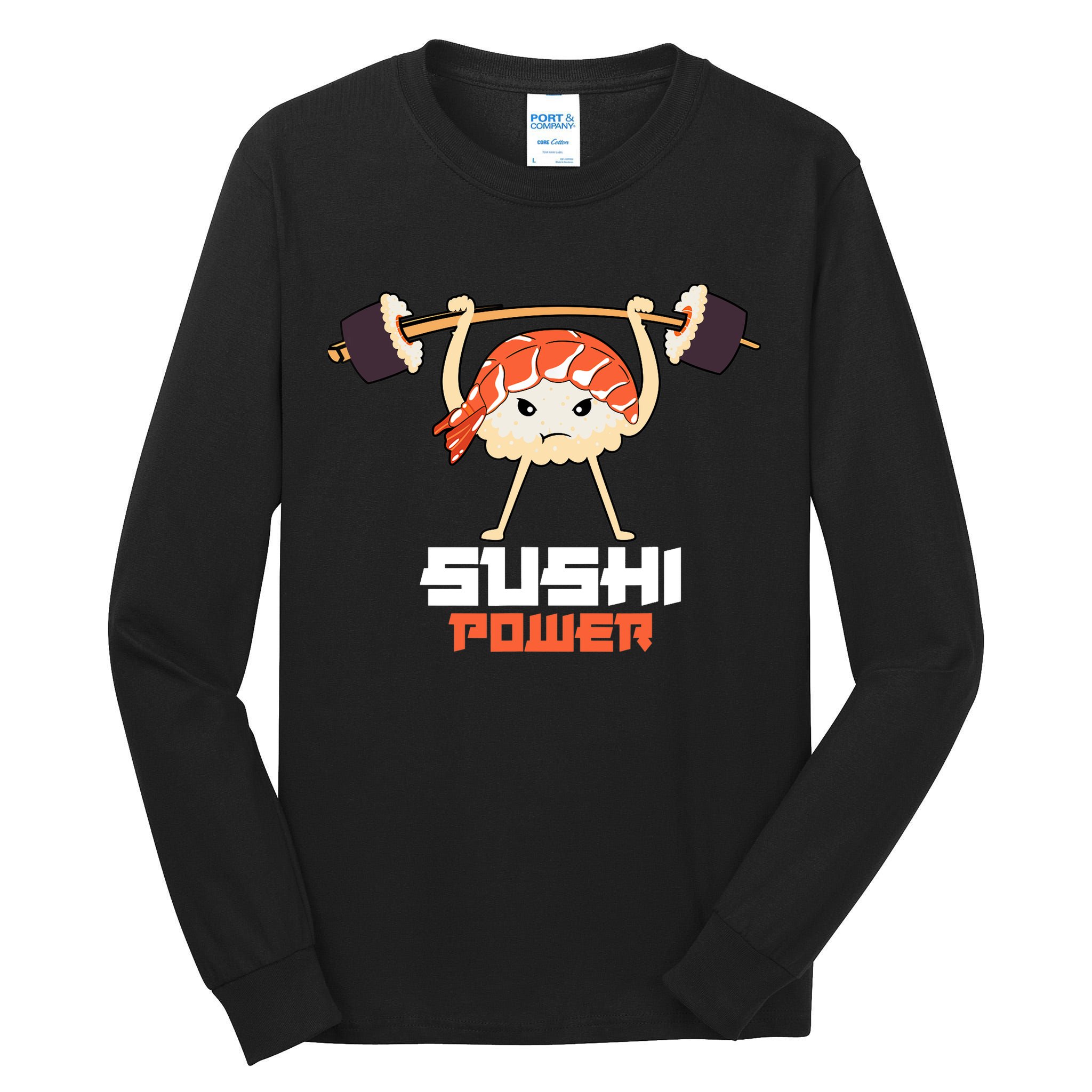 Sushi Power Funny Gym Vegetarian Muscle Powerlifting Tall Long Sleeve T-Shirt
