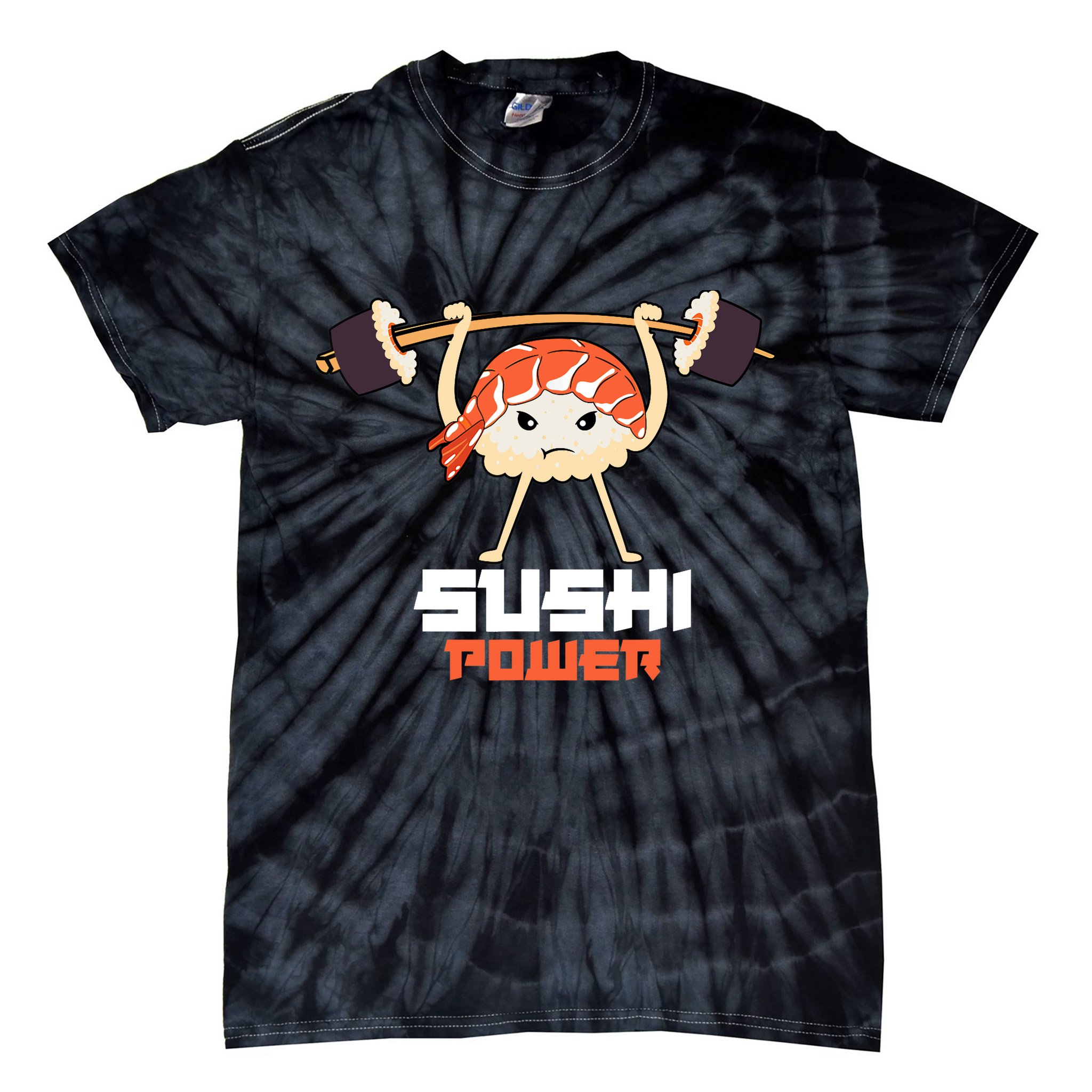 Sushi Power Funny Gym Vegetarian Muscle Powerlifting Tie-Dye T-Shirt