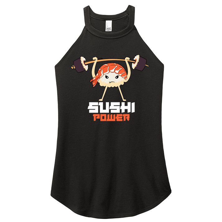 Sushi Power Funny Gym Vegetarian Muscle Powerlifting Women's Perfect Tri Rocker Tank