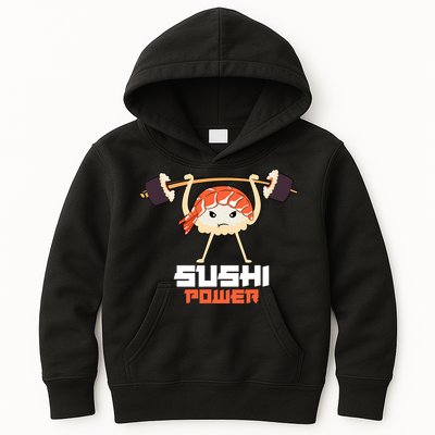 Sushi Power Funny Gym Vegetarian Muscle Powerlifting Kids Hoodie