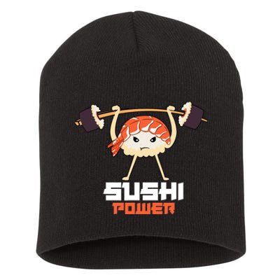 Sushi Power Funny Gym Vegetarian Muscle Powerlifting Short Acrylic Beanie