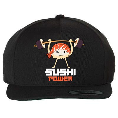 Sushi Power Funny Gym Vegetarian Muscle Powerlifting Wool Snapback Cap