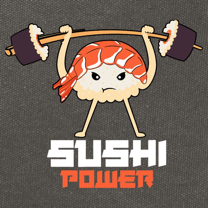 Sushi Power Funny Gym Vegetarian Muscle Powerlifting Cotton Canvas Backpack