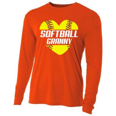 Softball Player Family Funny Gift Softball Granny Heart Gift Cooling Performance Long Sleeve Crew