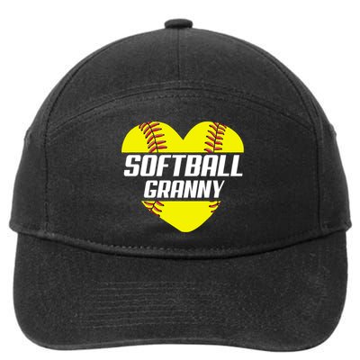 Softball Player Family Funny Gift Softball Granny Heart Gift 7-Panel Snapback Hat