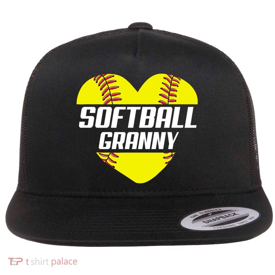 Softball Player Family Funny Gift Softball Granny Heart Gift Flatbill Hat
