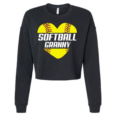 Softball Player Family Funny Gift Softball Granny Heart Gift Cropped Pullover Crew