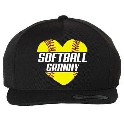 Softball Player Family Funny Gift Softball Granny Heart Gift Wool Snapback Cap