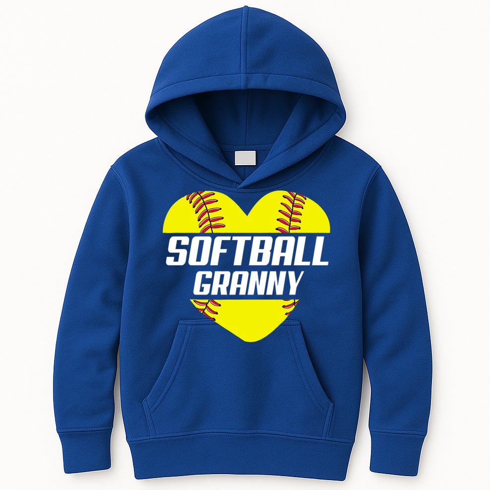 Softball Player Family Funny Gift Softball Granny Heart Gift Kids Hoodie