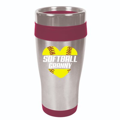 Softball Player Family Funny Gift Softball Granny Heart Gift 16oz Travel Tumbler