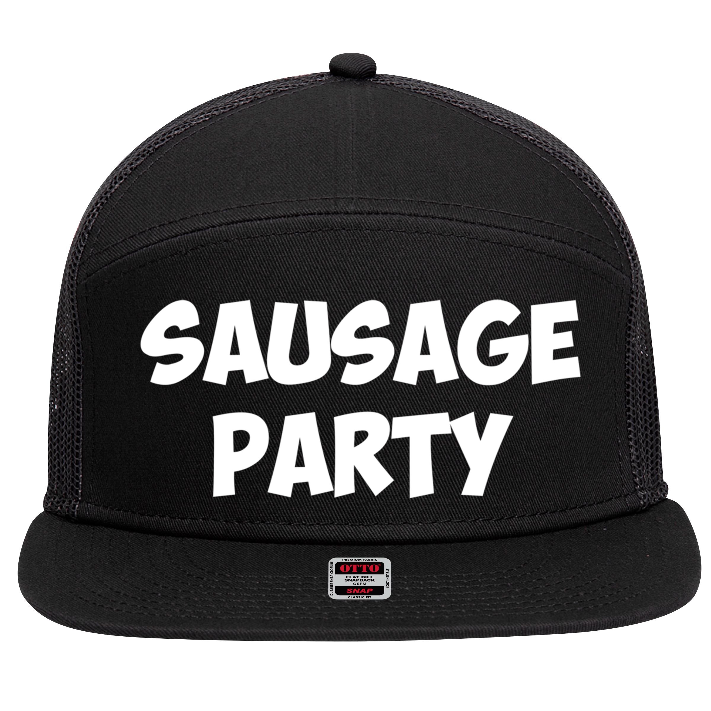 Sausage Party Funny Gift 7 Panel Mesh Trucker Snapback Hat