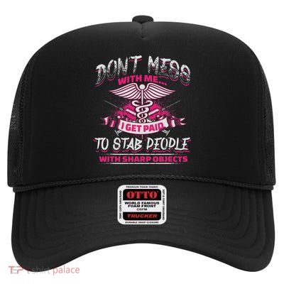 Stab People Funny Nurses Nursing Rn Lvn High Crown Mesh Back Trucker Hat