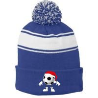 Soccer Player Footballer Santa Claus Christmas Xmas Gift Stripe Pom Pom Beanie