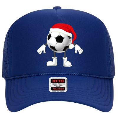 Soccer Player Footballer Santa Claus Christmas Xmas Gift High Crown Mesh Back Trucker Hat