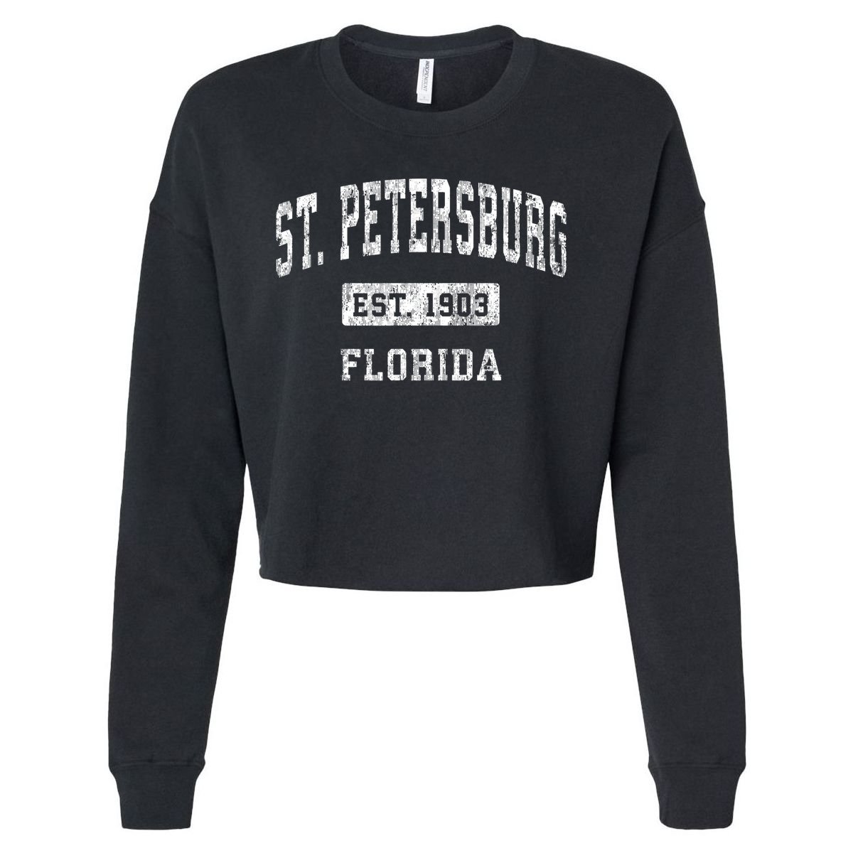 St. Petersburg Florida Fl Vintage Established Sports Cropped Pullover Crew