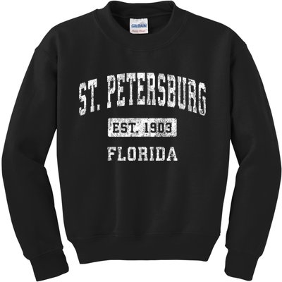 St. Petersburg Florida Fl Vintage Established Sports Kids Sweatshirt