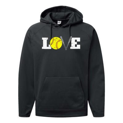 Softball Player Funny  Softball Love Performance Fleece Hoodie