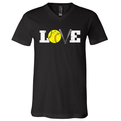 Softball Player Funny  Softball Love V-Neck T-Shirt