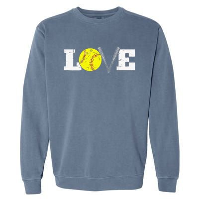 Softball Player Funny  Softball Love Garment-Dyed Sweatshirt