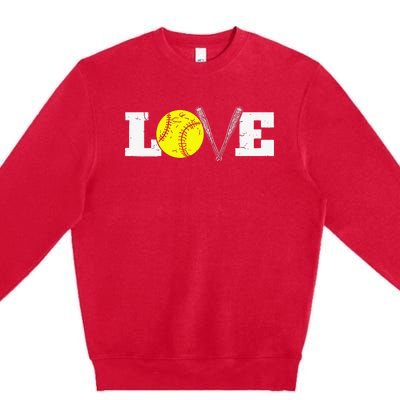 Softball Player Funny  Softball Love Premium Crewneck Sweatshirt