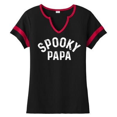 Spooky Papa Family Matching Halloween Dad Grandpa Costume Gift Ladies Halftime Notch Neck Tee