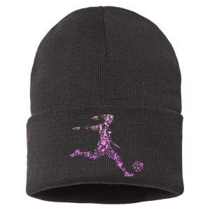 Soccer Player  funny soccer coach team Sustainable Knit Beanie