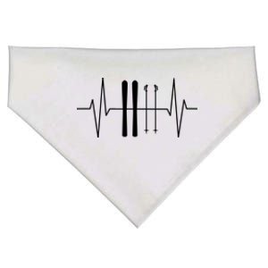 Ski Poles For Skiing Heartbeat Skier Skiing Funny Gift USA-Made Doggie Bandana