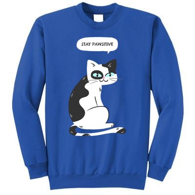 Stay Pawsitive Funny Cat Meme Graphic Design Great Gift Sweatshirt