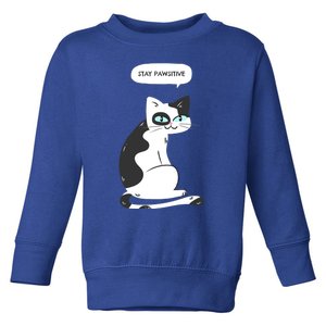 Stay Pawsitive Funny Cat Meme Graphic Design Great Gift Toddler Sweatshirt