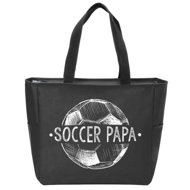 Soccer Papa Family Matching Team Player Gift Sport Lover Dad Zip Tote Bag