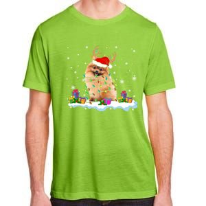 Santa Pomeranian Funny Christmas Lights Santa Reindeer Dog Great Gift Adult ChromaSoft Performance T-Shirt