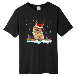 Santa Pomeranian Funny Christmas Lights Santa Reindeer Dog Great Gift Tall Fusion ChromaSoft Performance T-Shirt