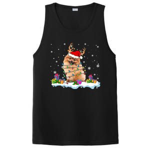 Santa Pomeranian Funny Christmas Lights Santa Reindeer Dog Great Gift PosiCharge Competitor Tank