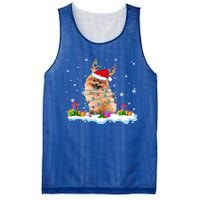 Santa Pomeranian Funny Christmas Lights Santa Reindeer Dog Great Gift Mesh Reversible Basketball Jersey Tank