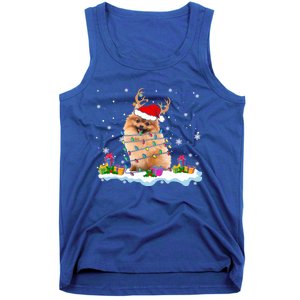 Santa Pomeranian Funny Christmas Lights Santa Reindeer Dog Great Gift Tank Top