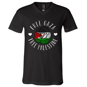 Support Palestine's Freedom with the Arabic Flag V-Neck T-Shirt