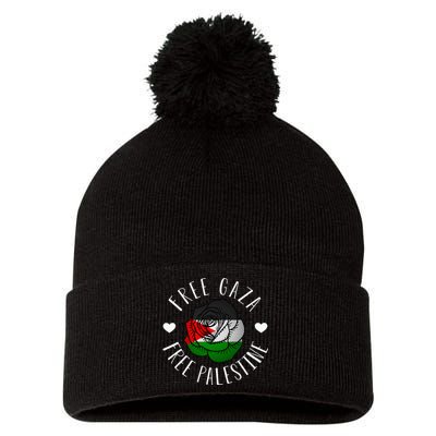 Support Palestine's Freedom with the Arabic Flag Pom Pom 12in Knit Beanie